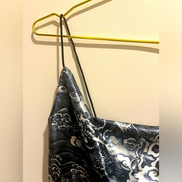 NWOT Bear Dance Cowl Neck, Dragon Print Satin Bodysuit - Picture 6 of 11